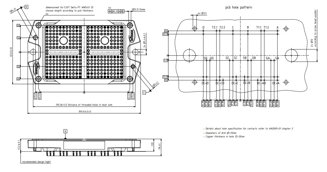 Mechanical Drawing - Infineon Technologies DF4-19MR20W3M1HF_B11 EasyPACK™ Module